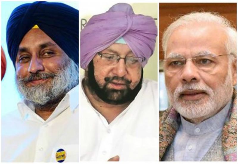 Sukhbir Badal, Captain Amarinder, PM Modi  Sukhbir Badal, Captain Amarinder, PM Modi