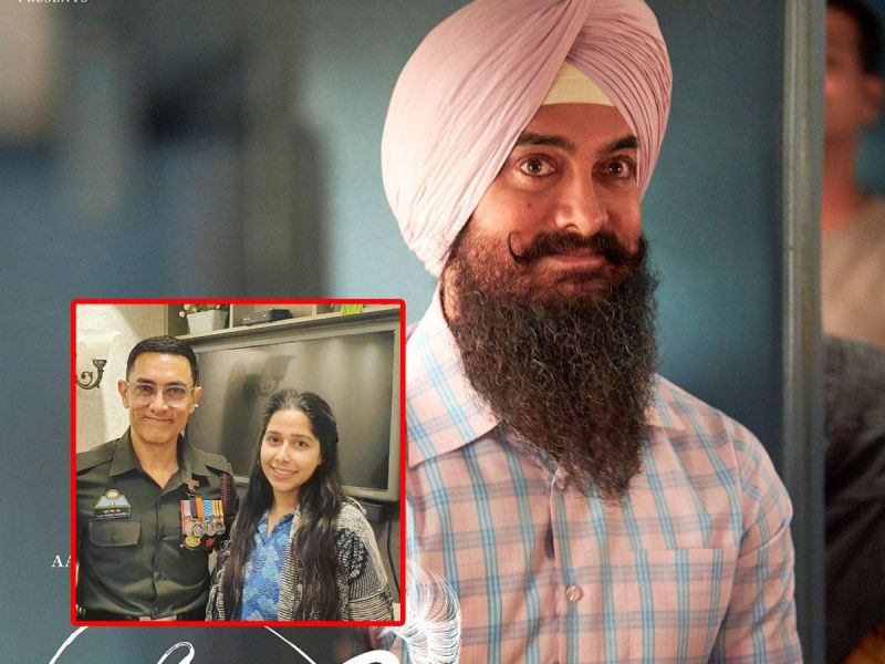 Aamir Khan seen wearing a uniform in clean shave 
