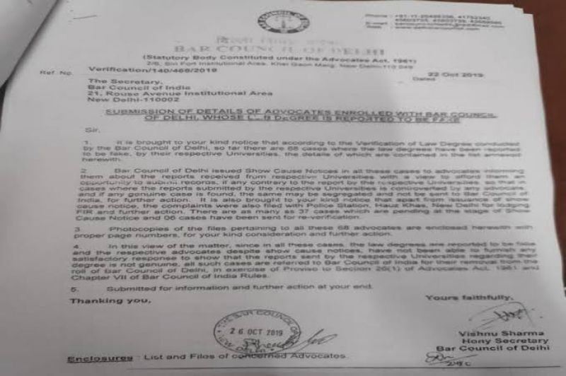 68 lawyers practicing in Delhi with fake law degree