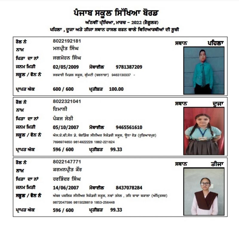 PSEB Result PSEB Result