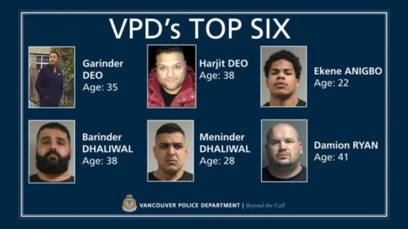 Vancouver police released photos and names of six gangsters