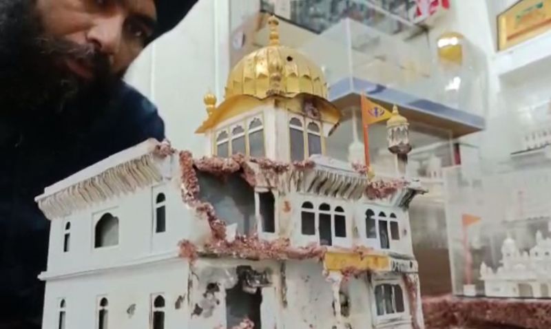 Paper Artist Gurpreet Singh builds a model of Sri Akal Takht Sahib