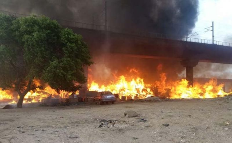 Fire breaks out in a furniture market