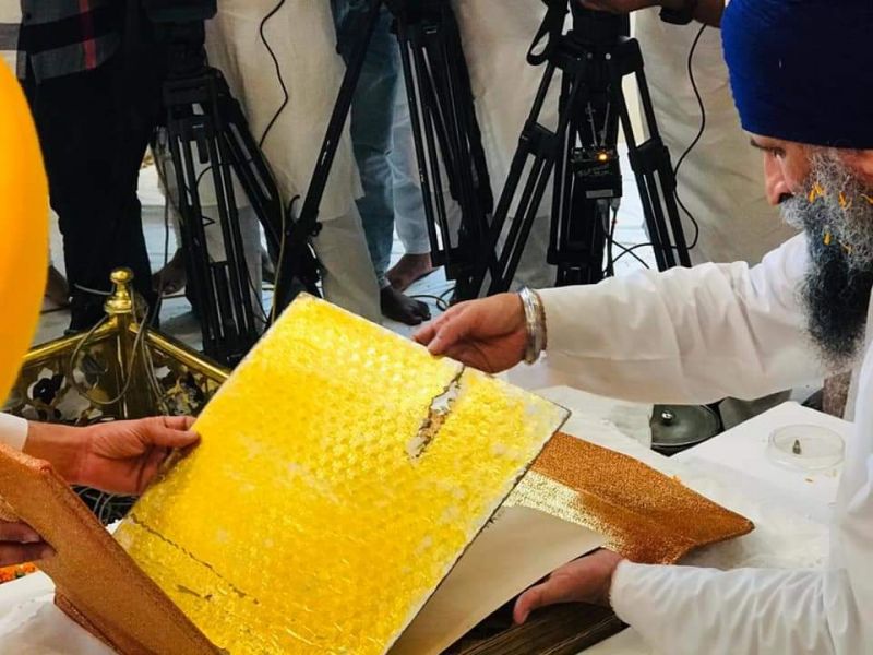 Sangat became emotional seeing bullet-hit holy saroop of Guru Granth Sahib 