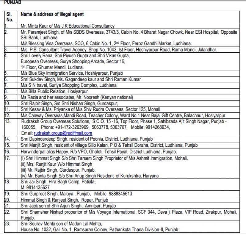 Punjab Fake Travel Agent