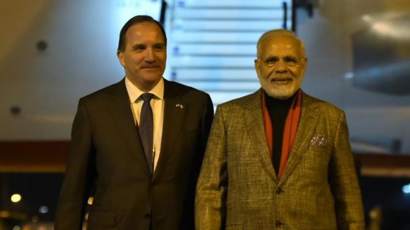 pm modi arrived 3 countries trip strongly welcomed sweden