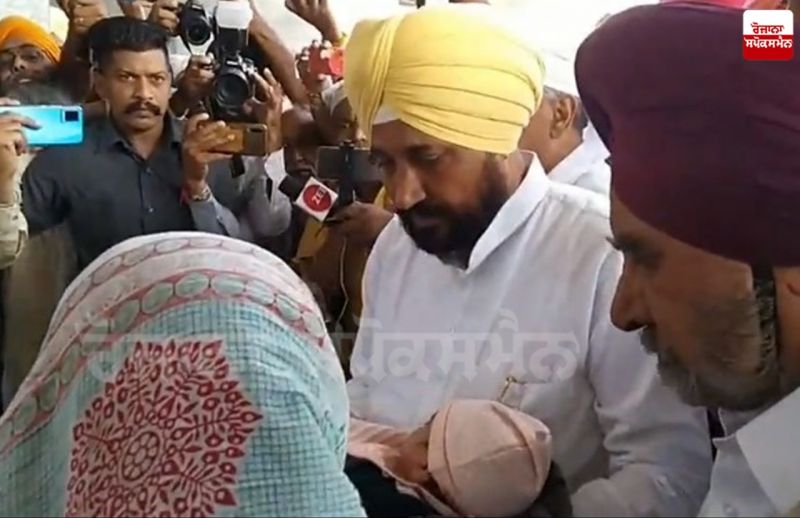 CM Channi at Shaheed Mandeep Singh's House CM Channi at Shaheed Mandeep Singh's House