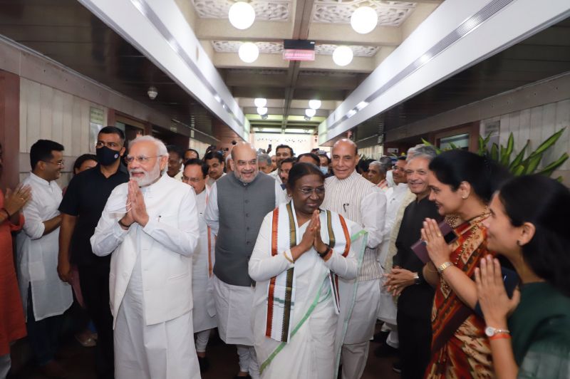 NDA's Presidential candidate Droupadi Murmu and PM Modi