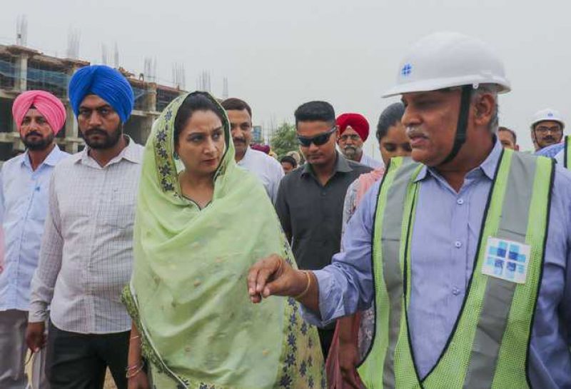 Harsimrat Kaur Badal takes stock of work at the AIIMS site