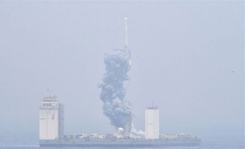 China conducts first sea-based space rocket launch