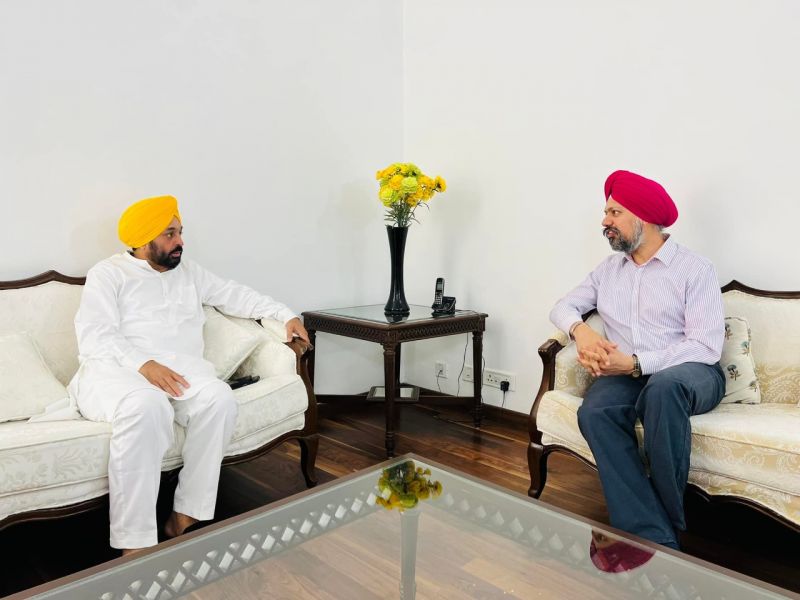 MP Tanmanjeet Singh Dhesi with CM Bhagwant Maan  MP Tanmanjeet Singh Dhesi with CM Bhagwant Maan