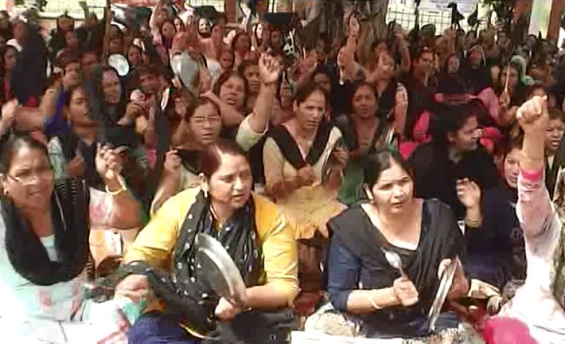 Anganwadi workers protest 
