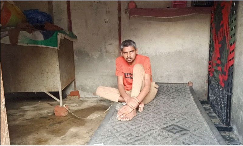 The mother chained the drug addicted son