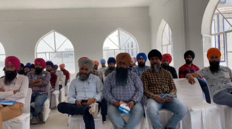 After receiving the referee certificate for the Gatka refresher course, President Harjit Singh Grewal is seen standing with other office bearers.