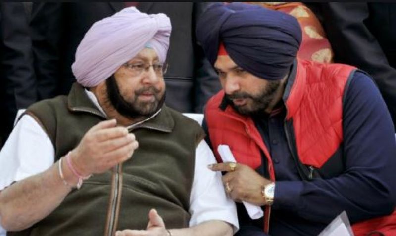 Captain Amrinder Singh with Navjot Sidhu
