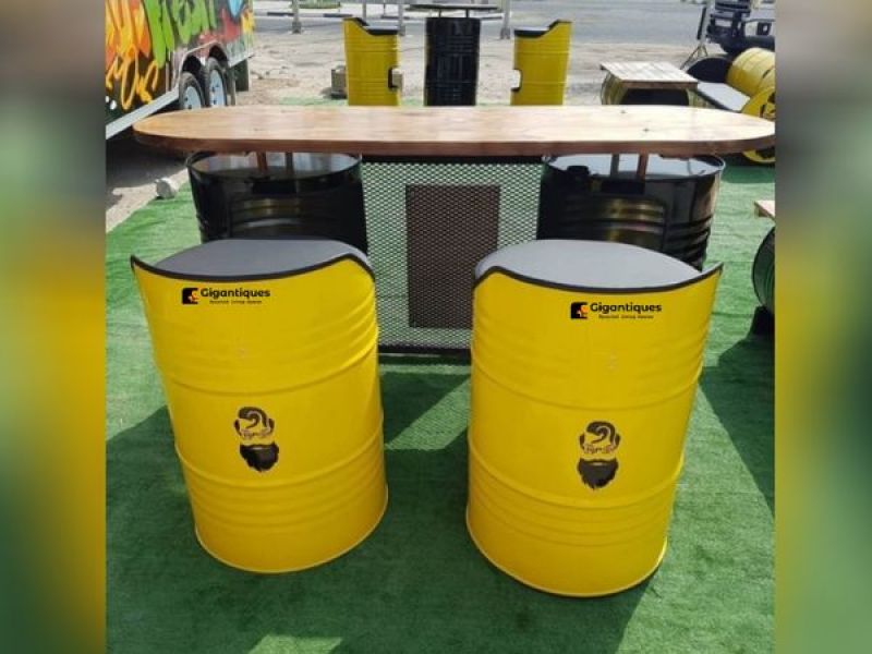 Furniture made from old tires and factory waste