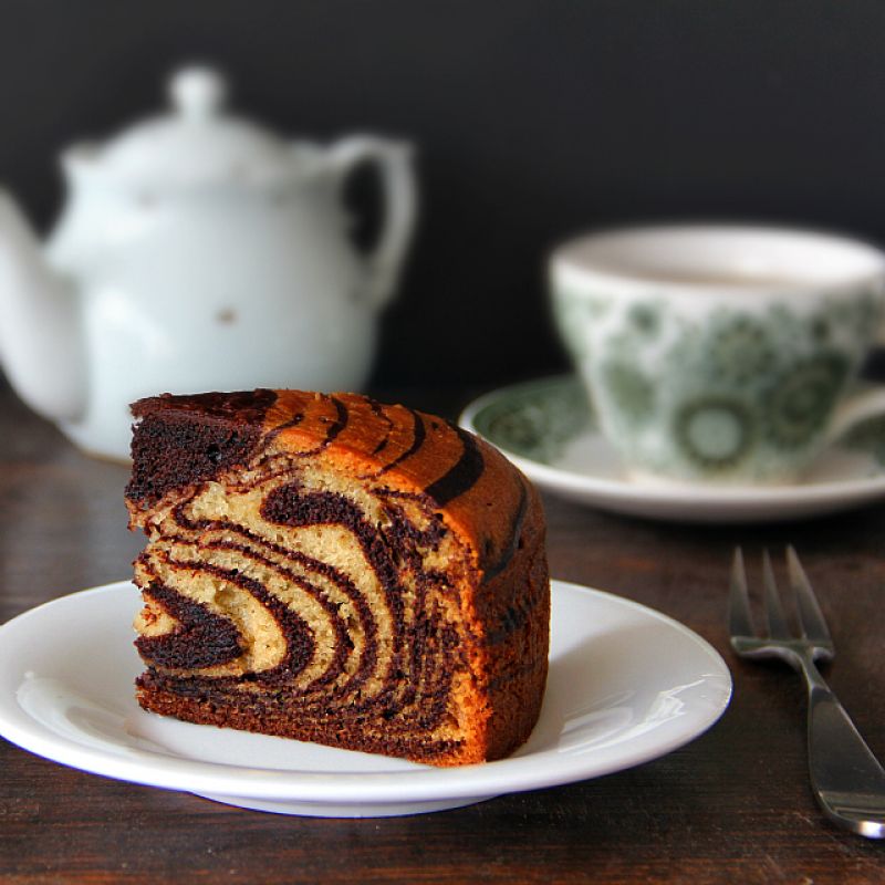 Eggless Zebra Cake