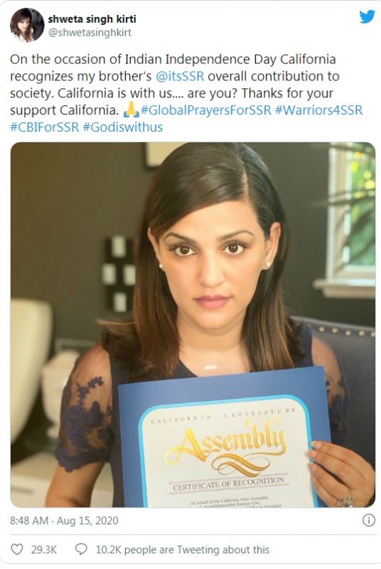 Sushant Singh Rajput honoured: California State Assembly recognises late actor for contribution to cinema