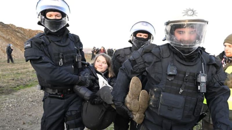 Greta Thunberg detained while protesting in Germany Greta Thunberg detained while protesting in Germany
