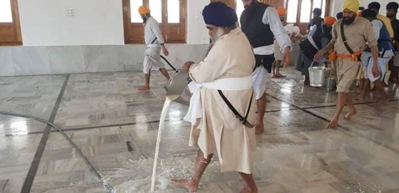 The Gurdwara washed away with milk