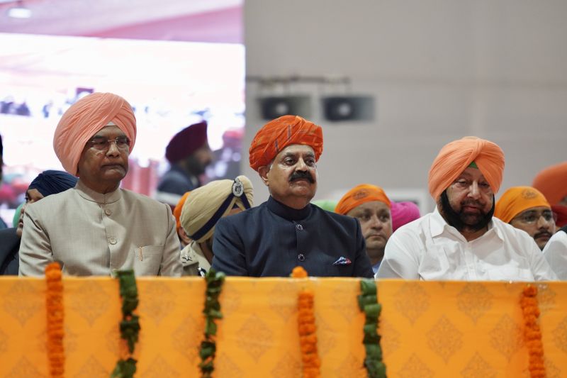 Ram Nath Kovind, VP Singh Badnore and Captain Amarinder Singh at Sultanpur Lodhi 