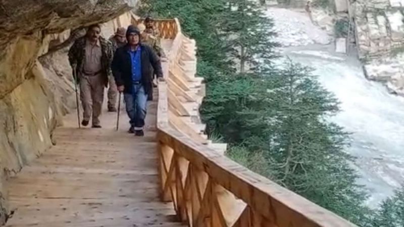 150-year-old skywalk in Uttarkashi's Nelong Valley opened after 60 years defaced by tourists 150-year-old skywalk in Uttarkashi's Nelong Valley opened after 60 years defaced by tourists