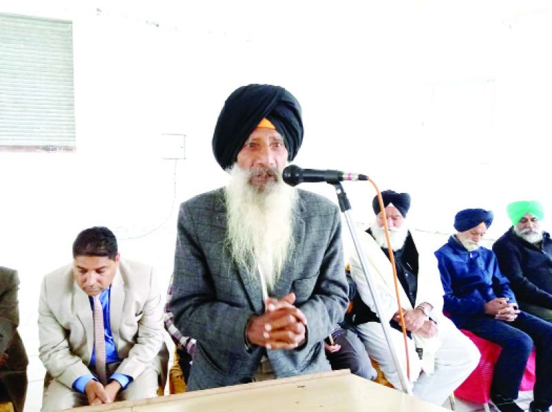 Leaders while addressing the meeting of Ucha Dar Babe Nanak Da