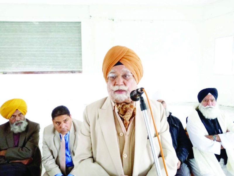 Leaders while addressing the meeting of Ucha Dar Babe Nanak Da