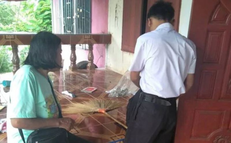 grandmother  with School student 