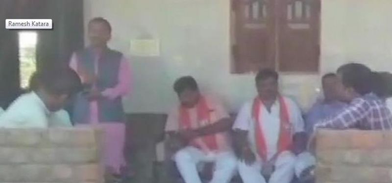 BJP leader Ramesh Katara during a public meeting in Fatehpura