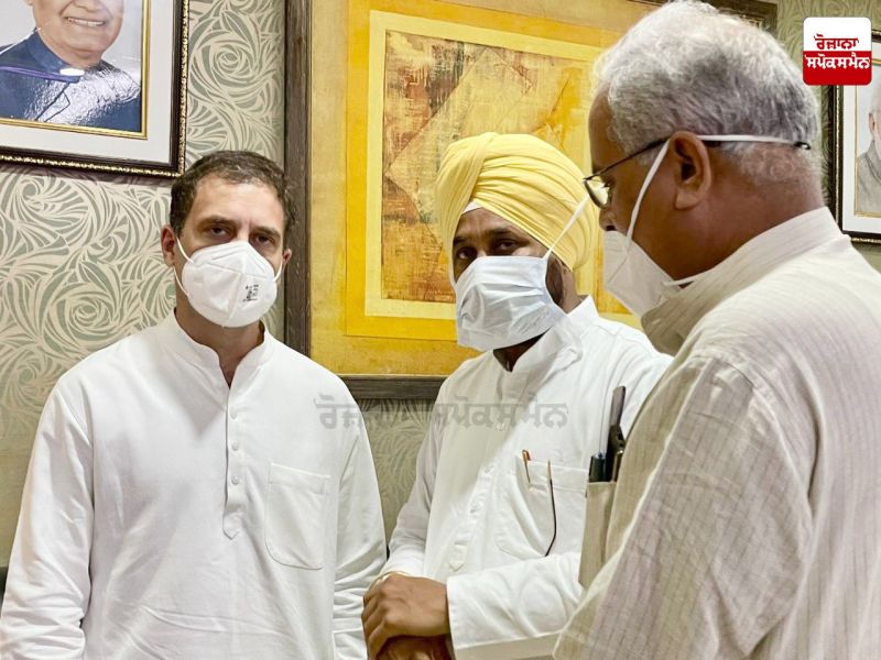 Rahul Gandhi, CM Charanjit Channi and Bhupesh Baghel