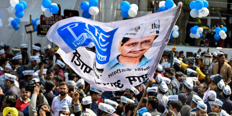 Celebration of Arvind Kejriwal's victory
