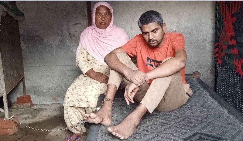 The mother chained the drug addicted son