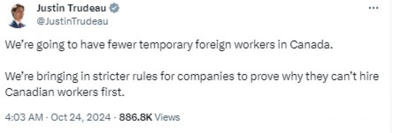 PM Trudeau announced a reduction in foreign workers in canada News