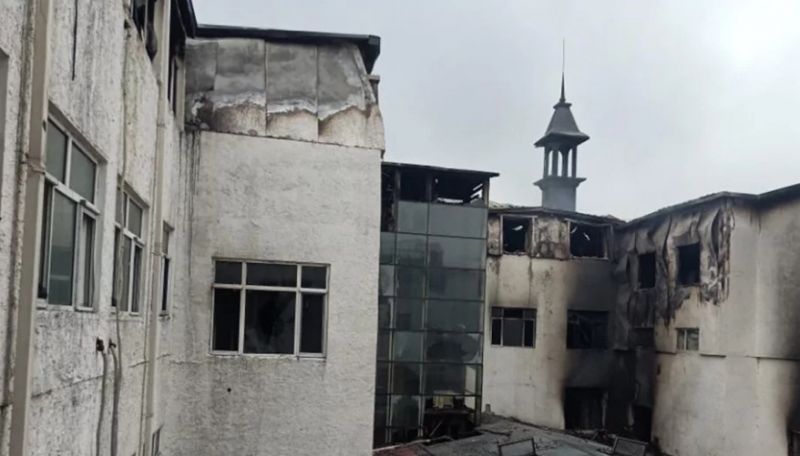 hotel on fire in China