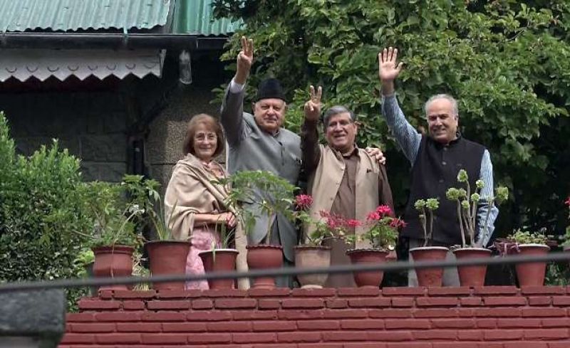 National Conference delegation meets Farooq Abdullah at his residence