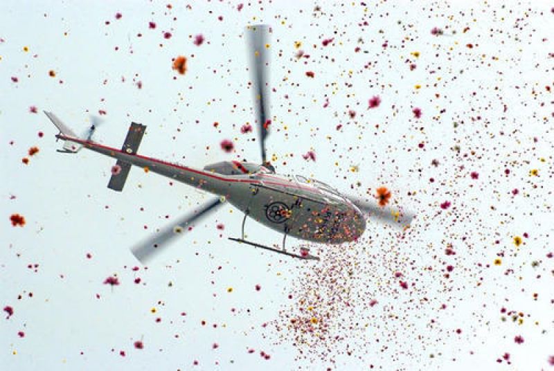 Flowers on Kanwadiyas with Helicopter 