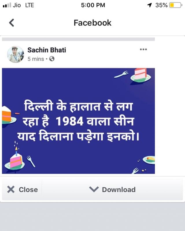 Hate post against Sikhs on Facebook 
