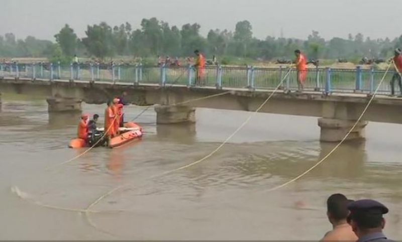 Truck loaded with passengers falling in Indra Canal