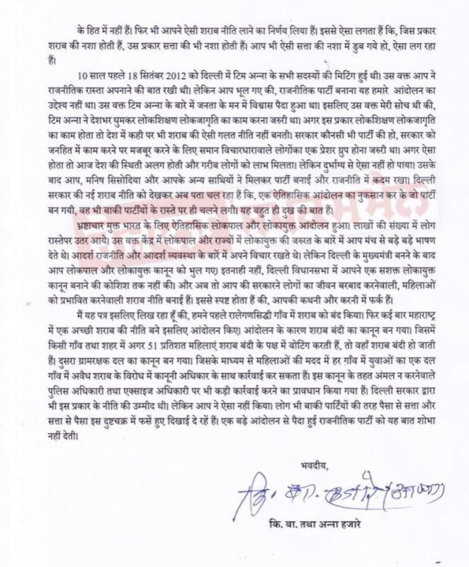  Anna Hazare Letter