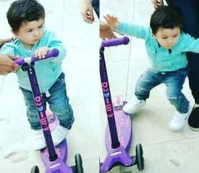 Taimur try to run scooter in London