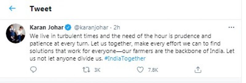 Karan Johar Tweet