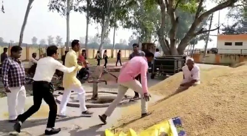 Farmers set fire to paddy