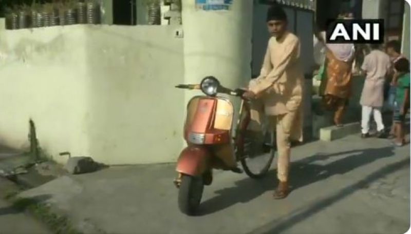 Father and Son made a bicycle that looks like scooter