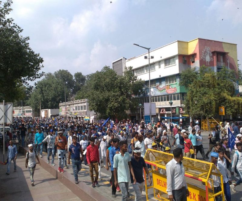 AAP leadership holds ‘dharna’ in Delhi