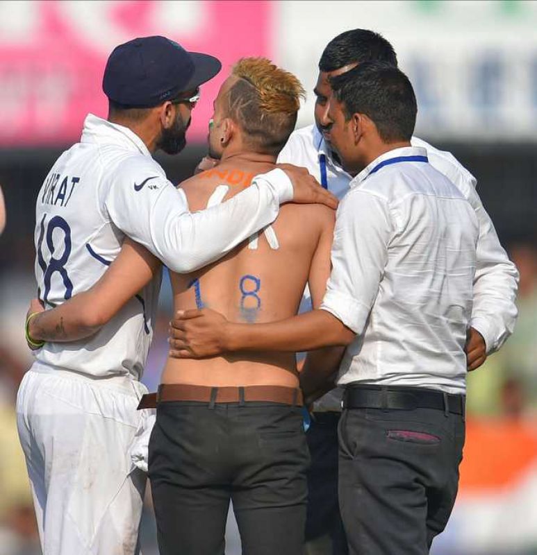 India vs Bangladesh: Virat Kohli fan sneaks onto field during Indore Test