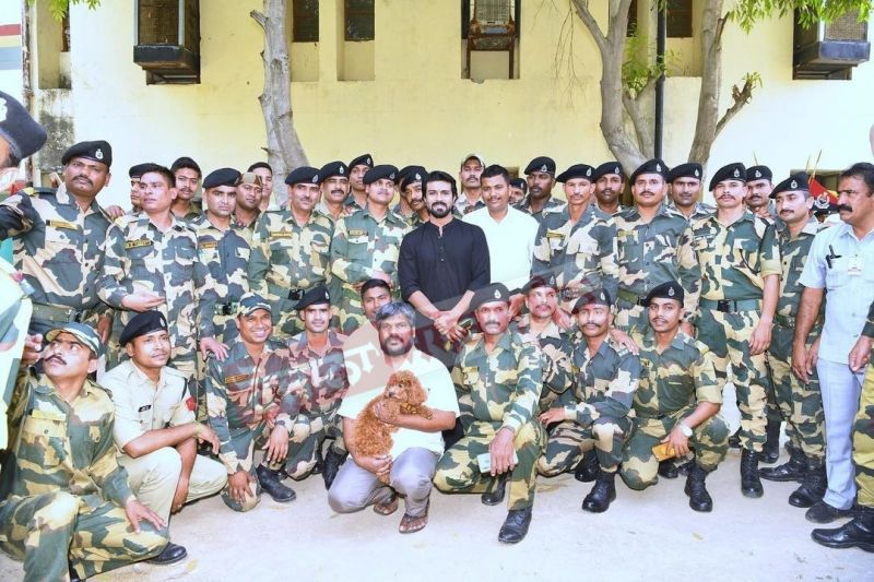 RRR hero Ram charan visit BSF Attari and interact with soldiers