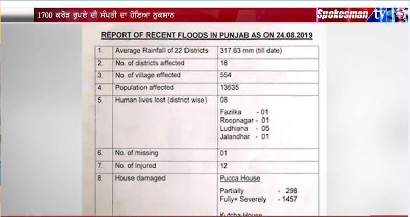 Detail Of lose due to flood