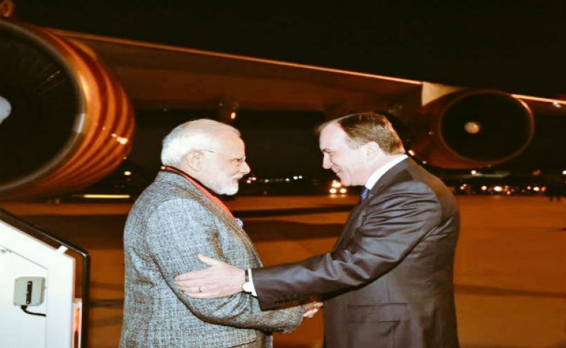 pm modi arrived 3 countries trip strongly welcomed sweden