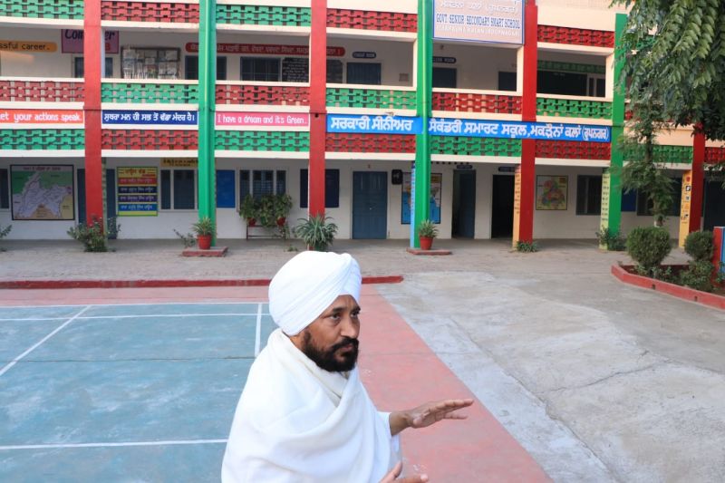 Charanjit Singh Channi visited school in his maternal village Makdona Kalan